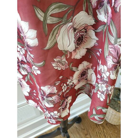 Forever21 Women's Red Polyester V-Neck Cold Shoulder Sleeve Knee Length Dress S - Picture 4 of 11